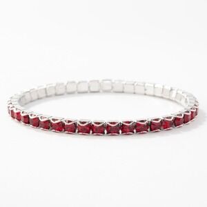 Touchstone Crystal January Birthstone Stretch Bracelet Siam Red‎ Garnet Crystal